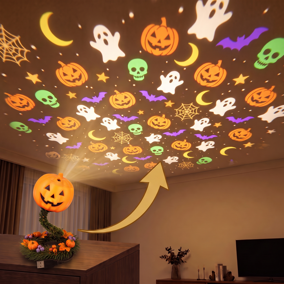 HallowLight projecting on the ceiling